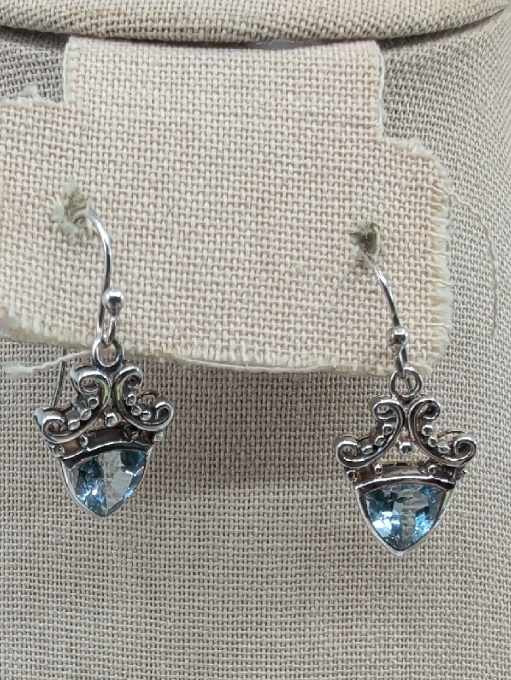 Ross-Simons 925 Sterling Silver Sky Blue Topaz Bali Drop Earrings - Picture 14 of 17